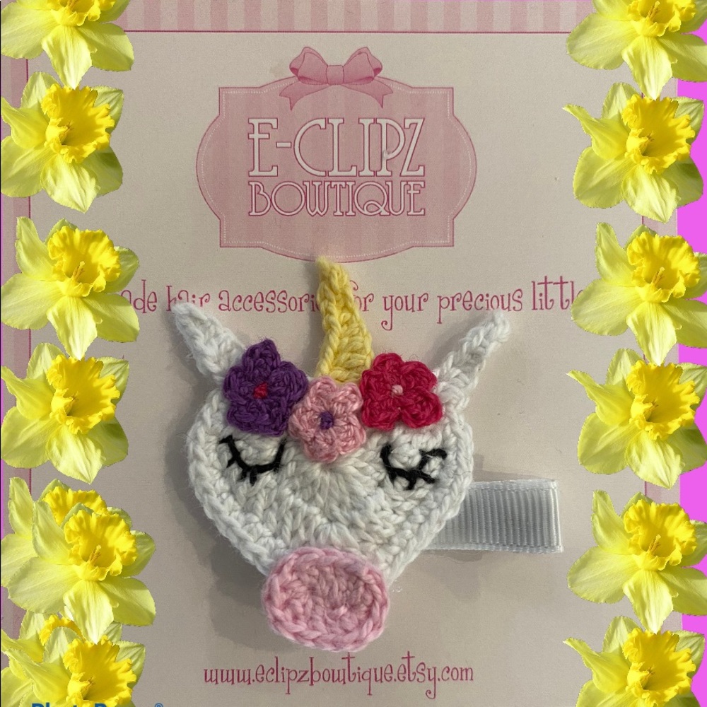 NEW HANDMADE CROCHET UNICORN 🦄🦄🦄 HAIR CLIP
